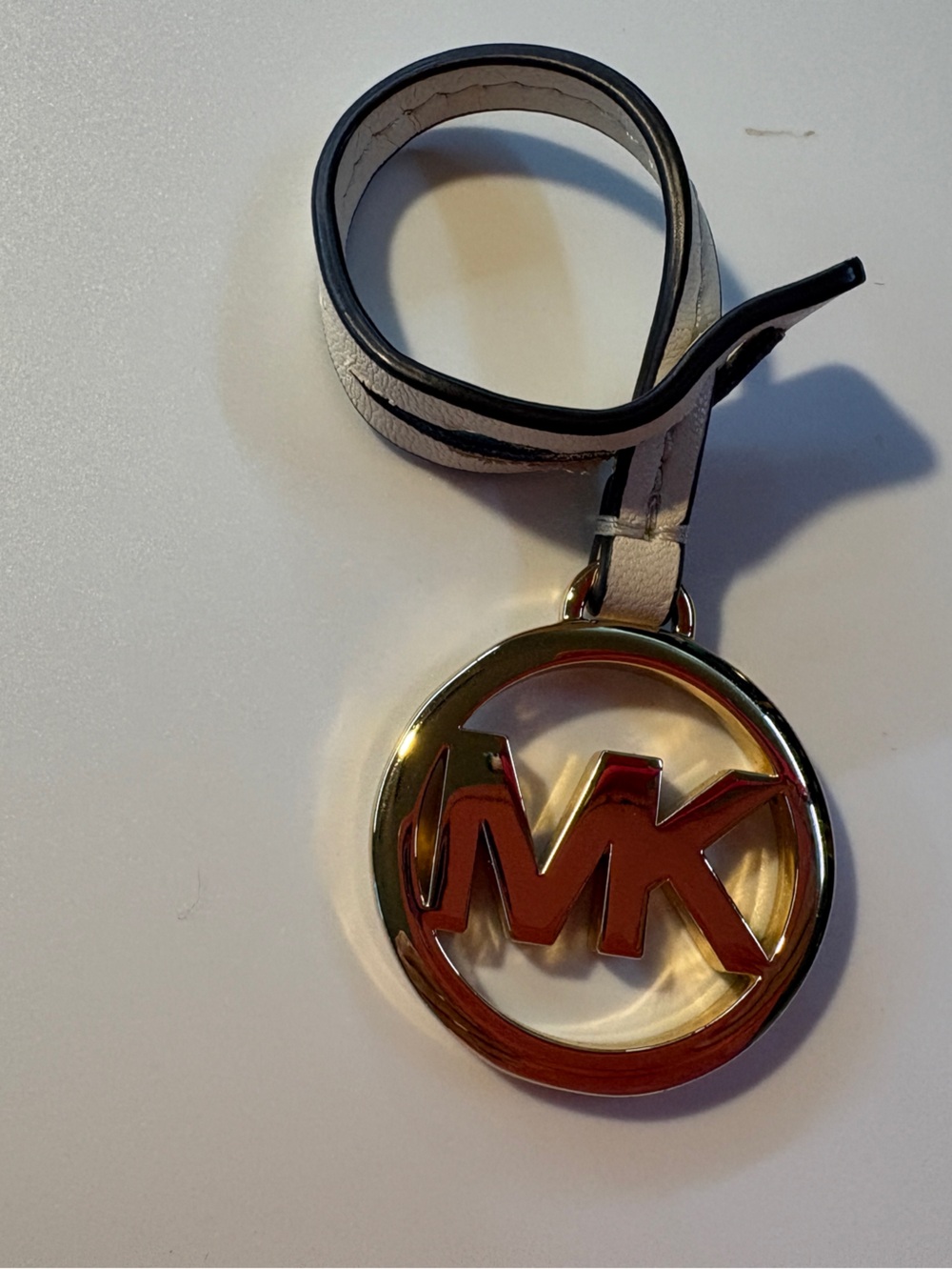 Michael Kors White Leather Strap Gold MK Logo